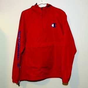 Red Champion Half-Zip Windbreaker